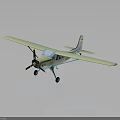 Light Green Model Airplane With Propeller And Landing Gear On Dark Background