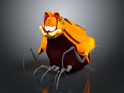Cartoon Style Game And Movie Character With Orange Red Body And Large Claws 3d model