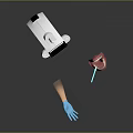 Dental Medical Device With Blue Gloves Open Mouth Model And Tool