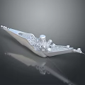 Silver Futuristic Technological Object With Intricate Structure And Reflection On Smooth Black Surface 3d model