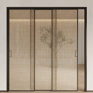 Modern sliding door wire-clamped glass sliding door 3d model