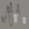 Transparent Glass Tableware Set With Different Shaped Bottles And Cups For Dining Use 3d model