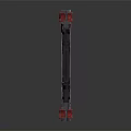 Red Scifi Mechanical Door Panel With Metal Frame And Display Screen