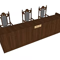 Classic Wooden Dining Table Set With Carved Back Chairs And Storage Cabinets