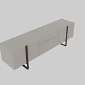 Modern Minimalist TV Stand Design With Light Toned Cabinet And Black Metal Legs