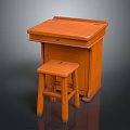 Wooden Children's Desk With Drawer And Matching Stool For Kids Study Space