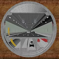 Tunnel Interior Roadway Facilities With Traffic Lanes Lighting And Moving Vehicles