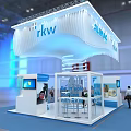 Modern Exhibition Booth with ZILMAC TKV Illuminated Canopy Glass Structure and Digital Screens