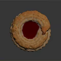 Golden Crust Pastry with Red Jam Filling Round Shape and Flaky Texture