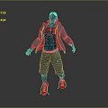 Game Movie Character with Hooded Green Jacket Spider Logo Blue Pants and Red Shoes