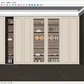 Modern Interior Design With Double Door Display Cabinet Glass Doors And Open Shelves