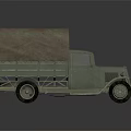 Vintage Light Green Truck With Brown Canvas Covered Bed And Classic Design