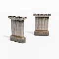 Pair of Ancient Weathered Stone Pillars With Textured Surfaces and Flat Tops