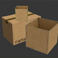 Three Open Brown Corrugated Cardboard Boxes With Green Tape And Icons