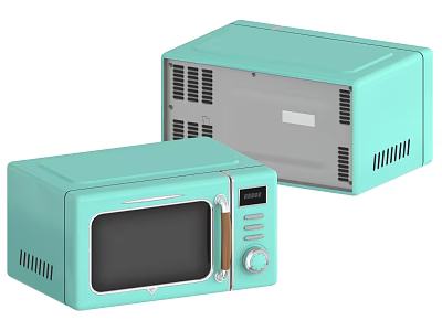 Turquoise Retro Microwave Ovens With Stylish Design For Modern Kitchen Appliances 3d model