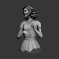 Kids Toy Doll 3D Model Figure With Dress Necklace And Smiling Face