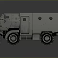 Gray Rugged Military Vehicle With Armored Body And Large Tires Design