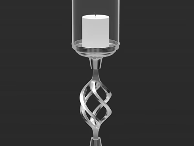 Elegant Candle Lamp With Glass Shade And Twisted Metal Base Design For Home Decor 3d model