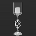 Elegant Candle Lamp With Glass Shade And Twisted Metal Base Design For Home Decor