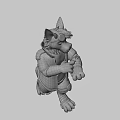 Game Movie Anthropomorphic Character With White Blue Fur Black Jacket And Mechanical Arm