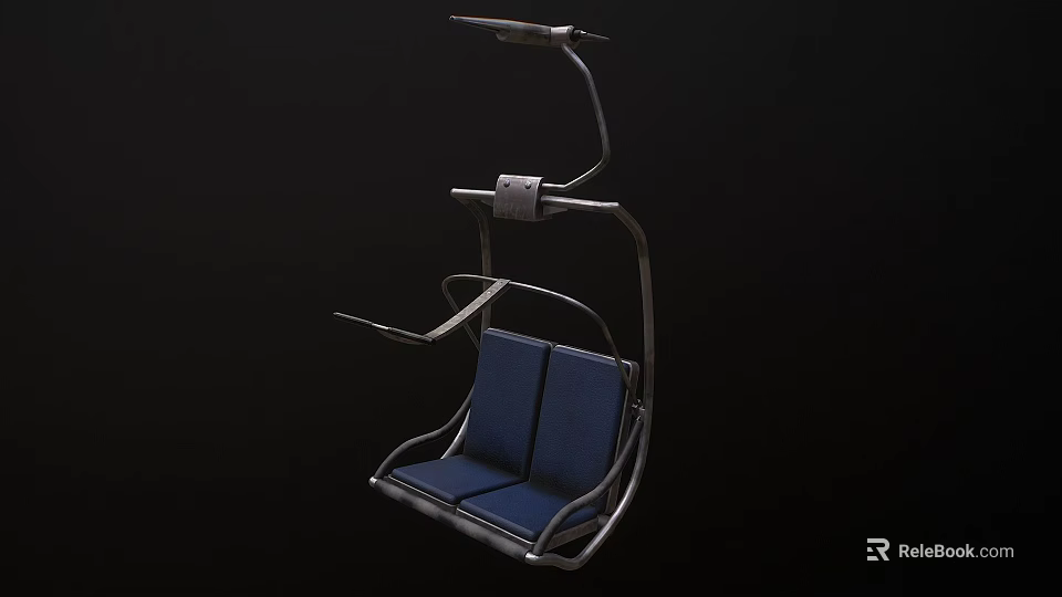 Modern Outdoor Chair With Blue Cushion Metal Frame And Armrest Design 3d model 