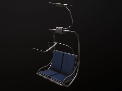 Modern Outdoor Chair With Blue Cushion Metal Frame And Armrest Design 3d model