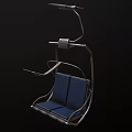 Modern Outdoor Chair With Blue Cushion Metal Frame And Armrest Design