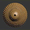 Golden Hummingbird Sculpture With Perforated Shiny Metallic Body On Dark Background With Reflection