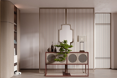 New Chinese Style Entrance Aisle New Chinese Style Entrance Cabinet Screen Partition 3d model