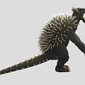 Black Reptile with Spiked Back Sharp Teeth and Clawed Feet 3D Render 3d model