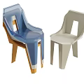 Modern Leisure Chairs Blue and Beige with Geometric Backrest and Wooden Legs