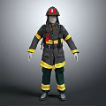 Realistic Firefighter 3D Character Model With Helmet And Uniform Gear 3d model