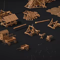 Detailed Ancient Wooden Handcrafted Mechanical Models Featuring Catapults War Carts Siege Engines
