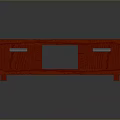 Contemporary Red Wooden TV Stand With Drawers And Open Shelf Design