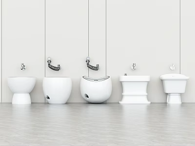 White Bathroom Fixtures Arranged In Modern Clean Interior Design 3d model