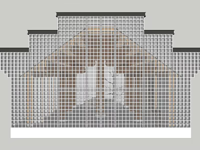 Modern Visitor Center Featuring Grid Facade Layered Architecture And Wooden Interior 3d model