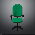 Green Office Chair With Black Armrests And Five Caster Wheels