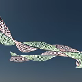 Artistic Curved Perforated Irregular Shaped Chandelier Hanging Over Rooftop Plaza