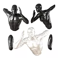 Black White Silver Human Figure Wall Decor Sculptures