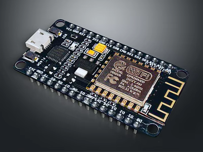 Wi-Fi Enabled Microcontroller Development Board With Chip USB Port LED And Pins 3d model