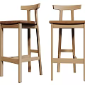 Modern Wooden Bar Stools With Brown Seat And Stylish Backrest Design