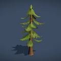 Tall Pine Tree With Green Needles And Brown Trunk On Blue Background 3d model