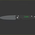 Folding Knife Weapon with Black Handle Green Logo and Sharp Blade Design 3d model