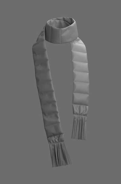 Gray Puffy Long Scarf With Fringes Warm Stylish Winter Clothing Accessory 3d model
