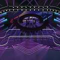 Vibrant New Year Stage Setup With Lighting Backdrop Screen And Network Light Design 3d model