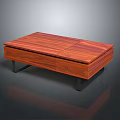 Modern Wooden Coffee Table With Wood Grain Surface And Black Metal Legs