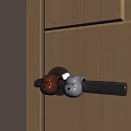 Wooden Door With Silver Handle And Brown White Bear Cartoon Covers