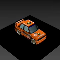 Orange Two Door Race Car With Extramaster Stickers And Golden Alloy Rims