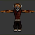 Striped Tiger Game and Movie Character Wearing Red Vest and Black Pants With Arms Outstretched