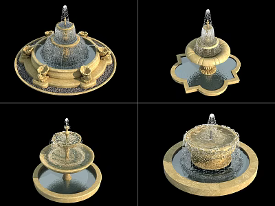 Ornamental Garden Fountains Featuring Multi Tiered Structure And Various Decorative Base Designs 3d model